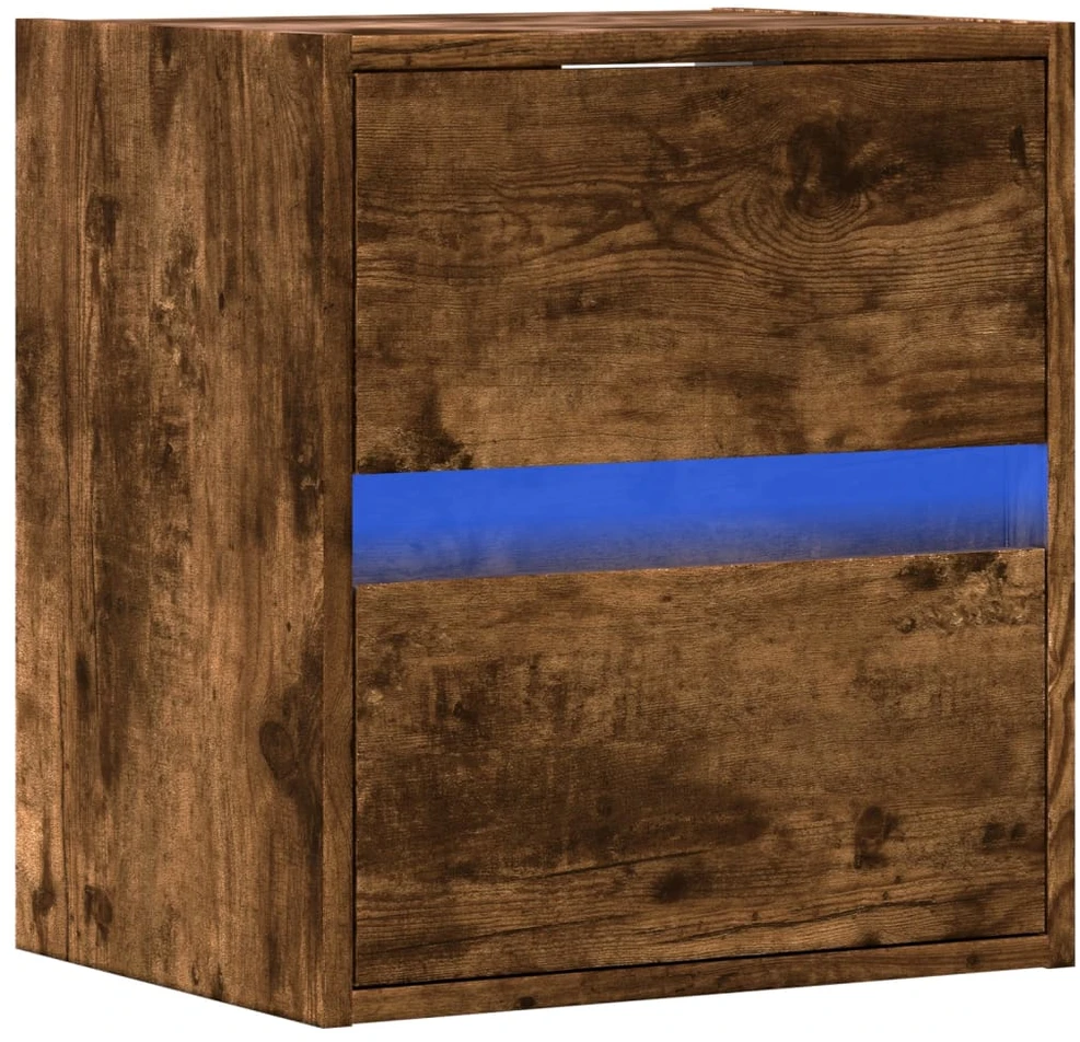 TV staliukas Sieninė TV spintelė su LED lemputėmis, dūminė, 41x31x45cm