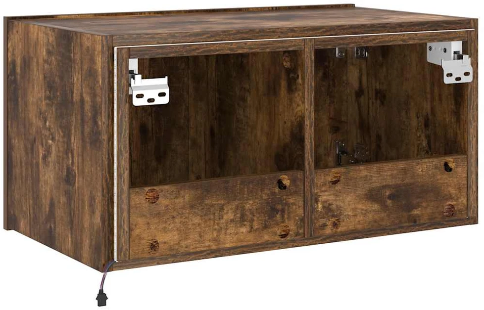 TV staliukas Sieninė TV spintelė su LED lemputėmis, dūminė, 60x35x31cm