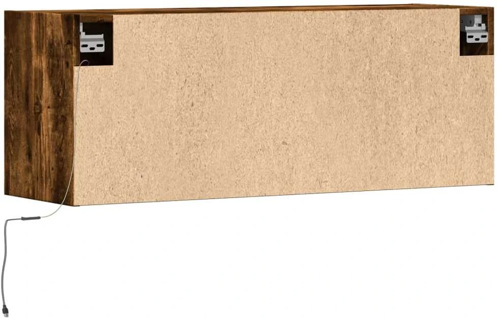 TV staliukas Sieninė TV spintelė su LED lemputėmis, dūminė, 100x31x35cm