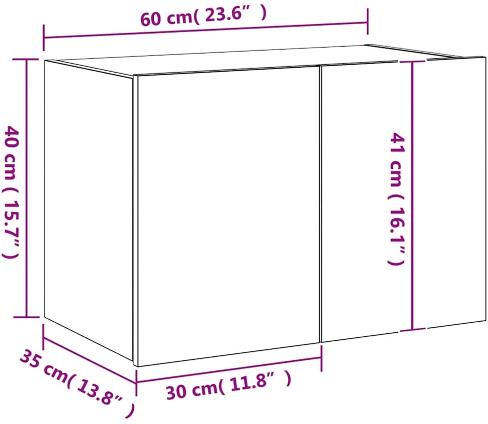 TV staliukas Sieninė TV spintelė su LED lemputėmis, dūminė, 60x35x41cm