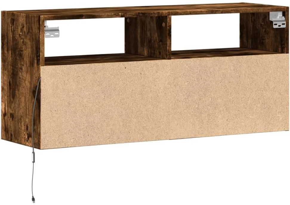 TV staliukas Sieninė TV spintelė su LED lemputėmis, dūminė, 100x31x45cm