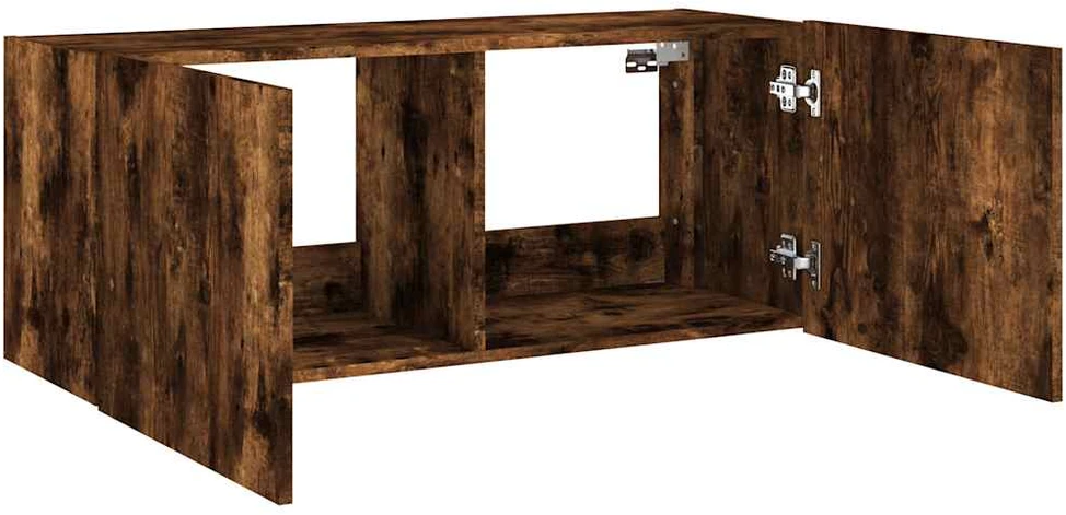 TV staliukas Sieninė TV spintelė su LED lemputėmis, dūminė, 100x35x41cm