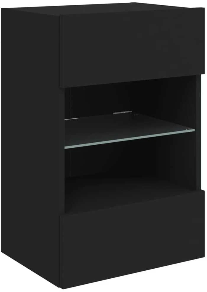 TV staliukas Sieninė TV spintelė su LED lemputėmis, juoda, 40x30x60,5cm