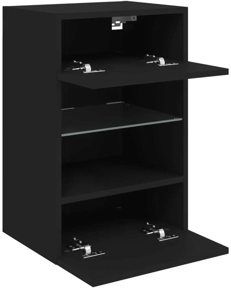 TV staliukas Sieninė TV spintelė su LED lemputėmis, juoda, 40x30x60,5cm
