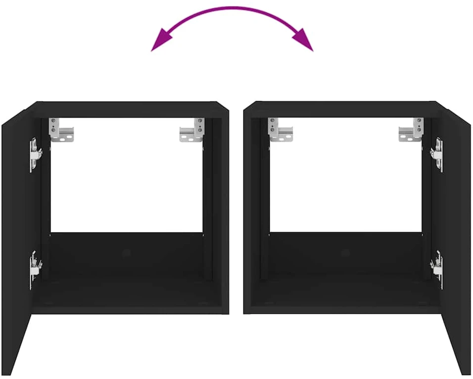 TV staliukas Sieninė TV spintelė su LED lemputėmis, juoda, 40,5x35x40cm