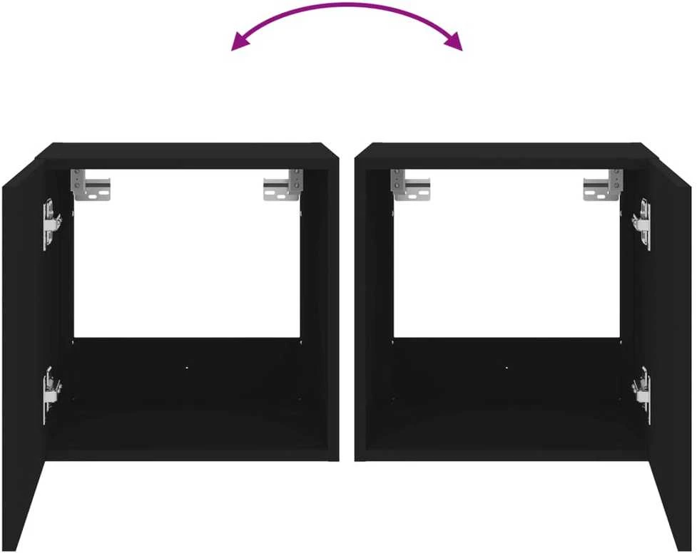 TV staliukas Sieninė TV spintelė su LED lemputėmis, juoda, 40,5x35x40cm