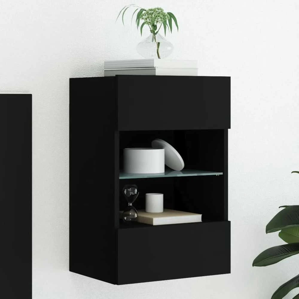 TV staliukas Sieninė TV spintelė su LED lemputėmis, juoda, 40x30x60,5cm