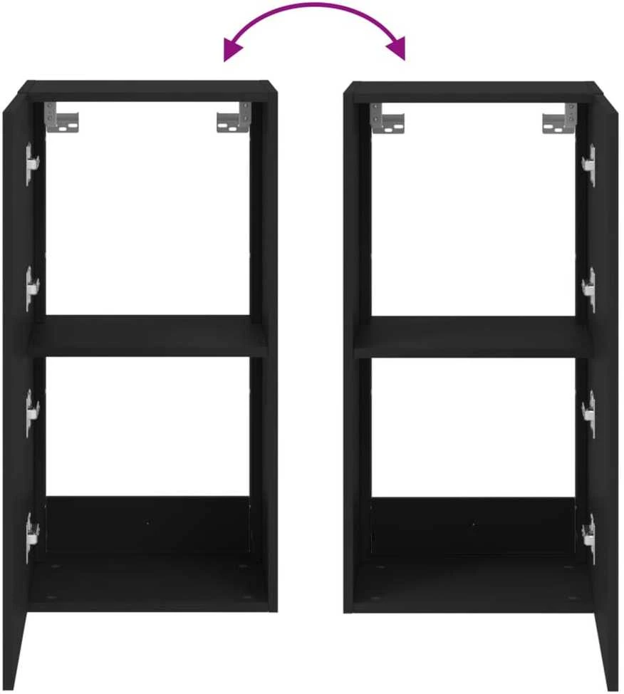 TV staliukas Sieninė TV spintelė su LED lemputėmis, juoda, 40,5x35x80cm