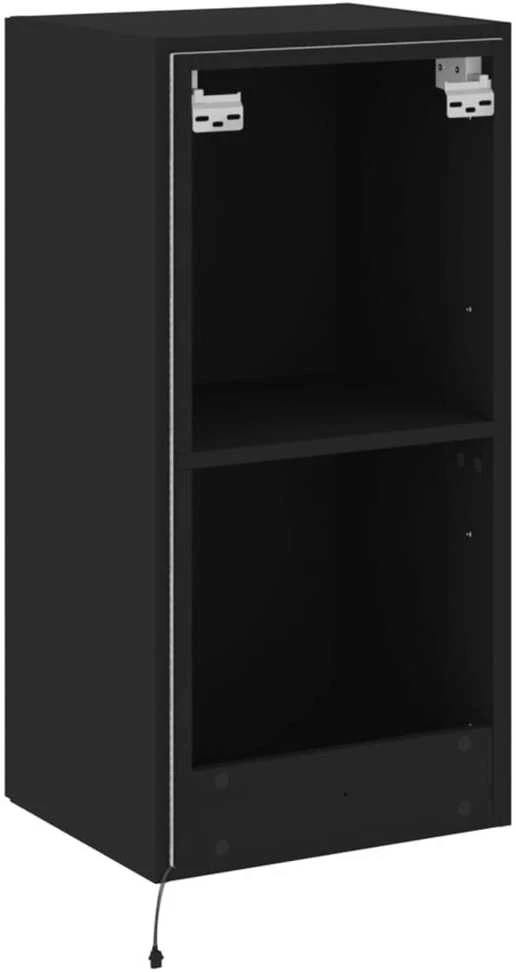TV staliukas Sieninė TV spintelė su LED lemputėmis, juoda, 40,5x35x80cm