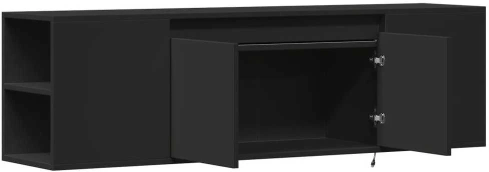 TV staliukas Sieninė TV spintelė su LED lemputėmis, juoda, 135x31x39,5cm