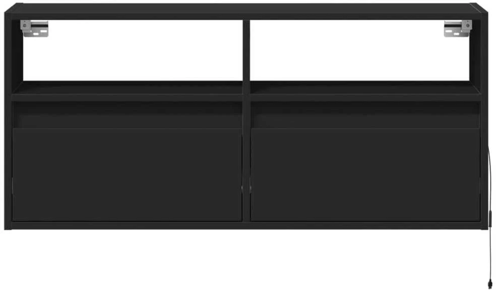 TV staliukas Sieninė TV spintelė su LED lemputėmis, juoda, 100x31x45cm