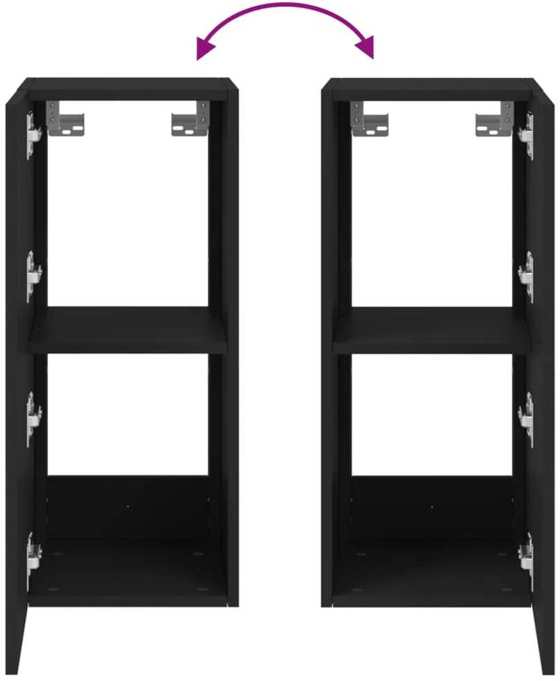 TV staliukas Sieninė TV spintelė su LED lemputėmis, juoda, 30,5x35x70cm