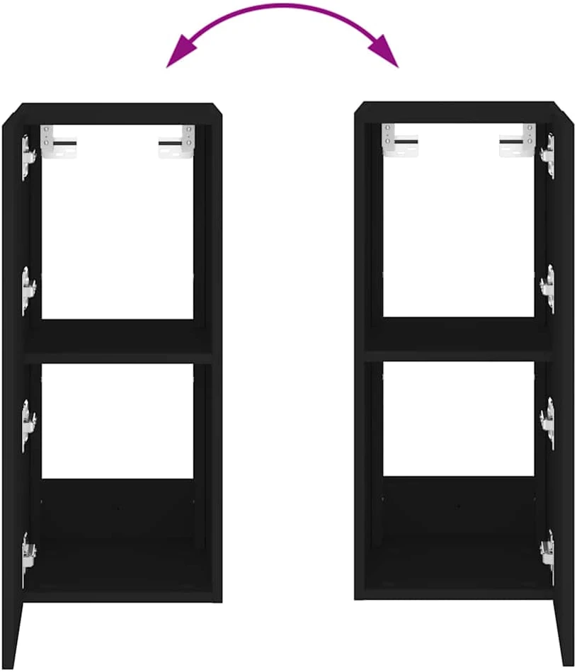 TV staliukas Sieninė TV spintelė su LED lemputėmis, juoda, 30,5x35x70cm