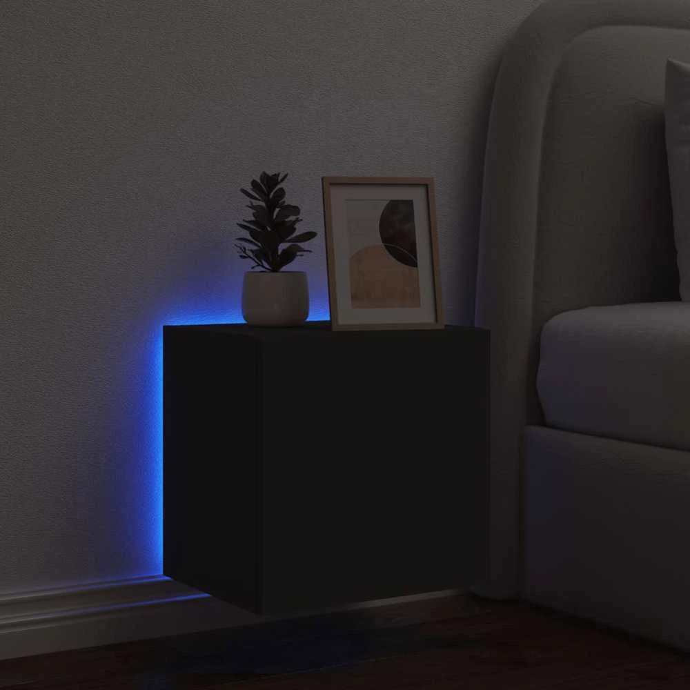 TV staliukas Sieninė TV spintelė su LED lemputėmis, juoda, 40,5x35x40cm