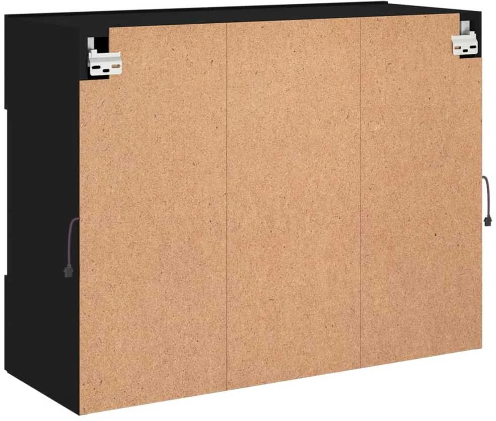 TV staliukas Sieninė TV spintelė su LED lemputėmis, juoda, 78,5x30x60,5cm