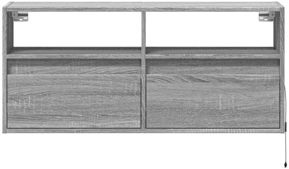 TV staliukas Sieninė TV spintelė su LED lemputėmis, pilka, 100x31x45cm