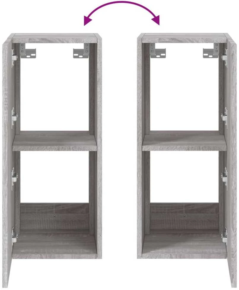 TV staliukas Sieninė TV spintelė su LED lemputėmis, pilka, 30,5x35x70cm