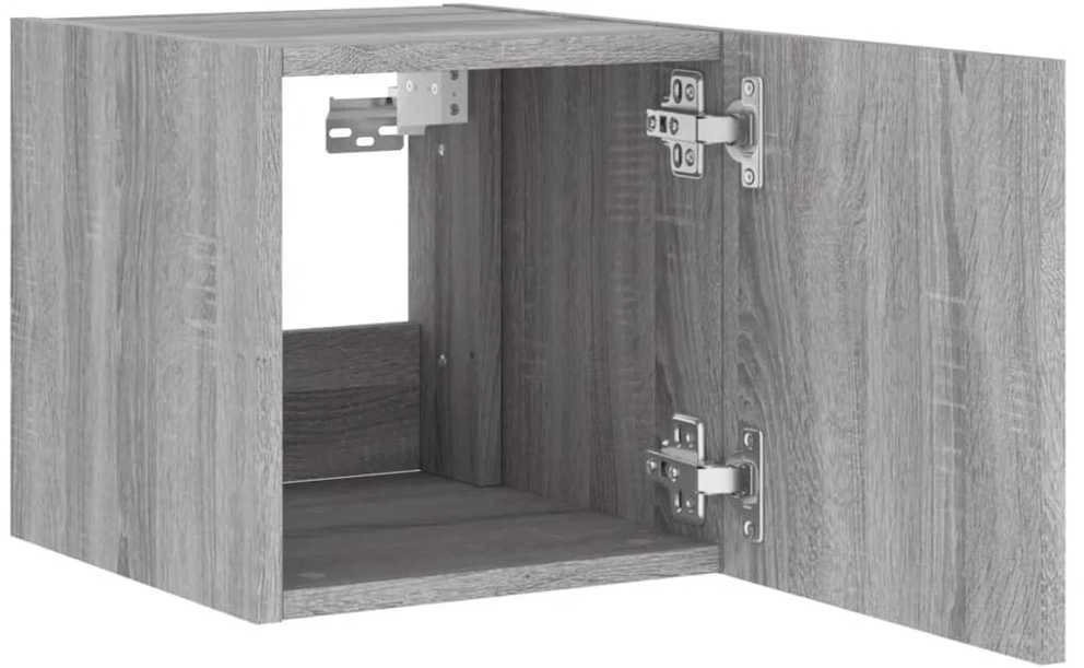 TV staliukas Sieninė TV spintelė su LED lemputėmis, pilka, 30,5x35x30cm