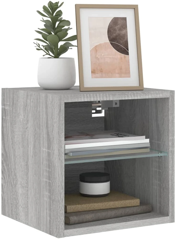 TV staliukas Sieninė TV spintelė su LED lemputėmis, pilka, 30x28,5x30cm