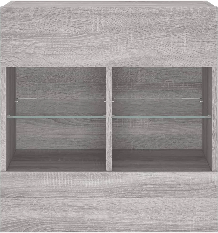 TV staliukas Sieninė TV spintelė su LED lemputėmis, pilka, 58,5x30x60,5cm