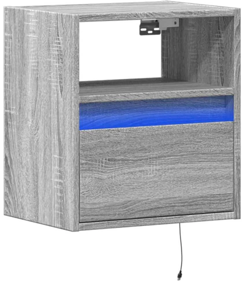 TV staliukas Sieninė TV spintelė su LED lemputėmis, pilka, 41x31x45cm
