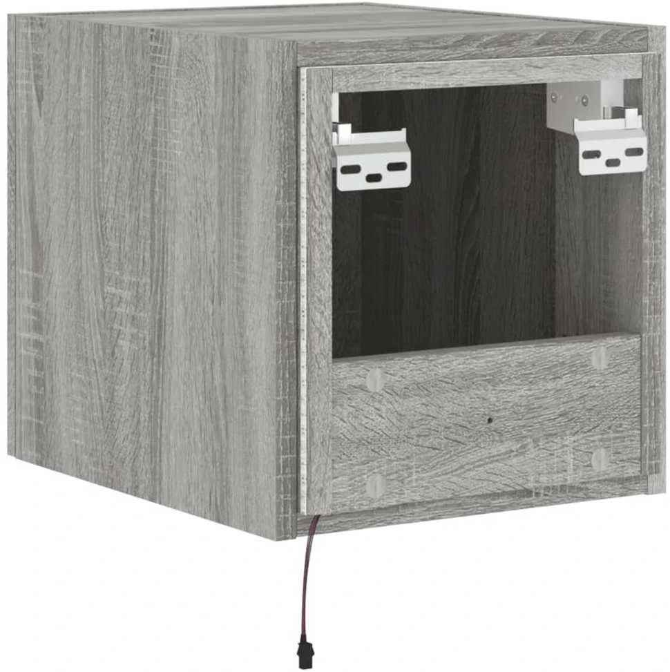 TV staliukas Sieninė TV spintelė su LED lemputėmis, pilka, 30,5x35x30cm