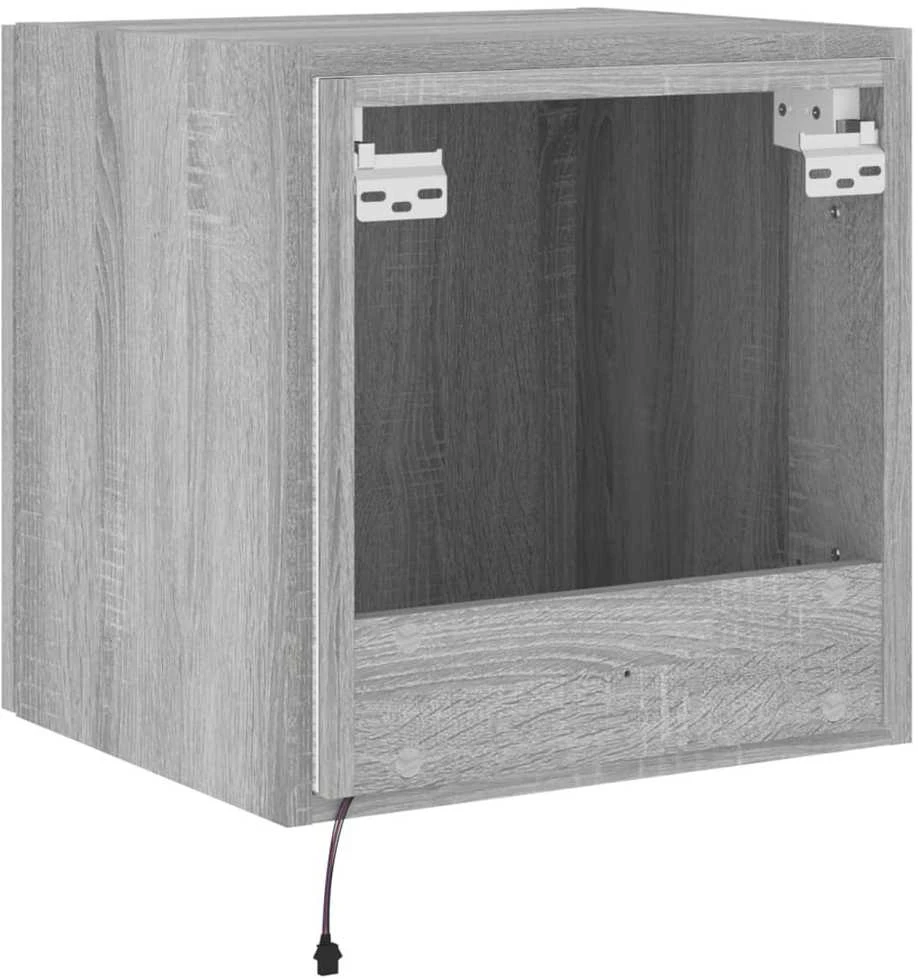 TV staliukas Sieninė TV spintelė su LED lemputėmis, pilka, 40,5x35x40cm