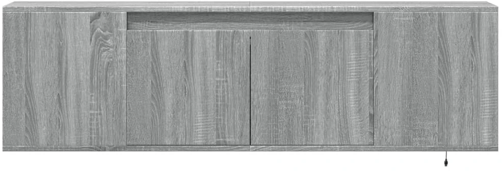 TV staliukas Sieninė TV spintelė su LED lemputėmis, pilka, 135x31x39,5cm
