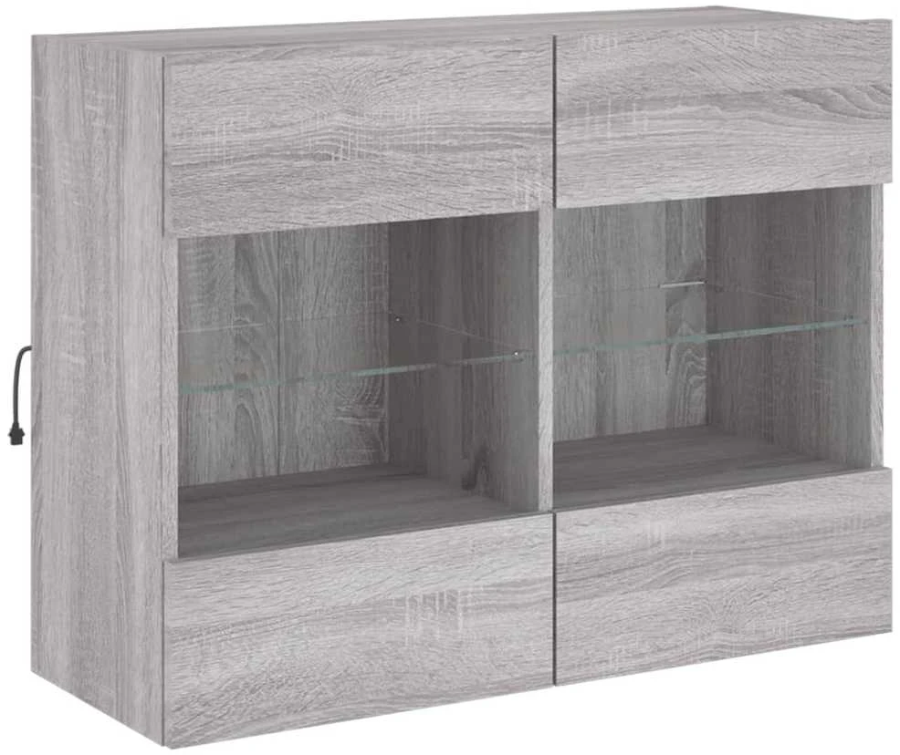 TV staliukas Sieninė TV spintelė su LED lemputėmis, pilka, 78,5x30x60,5cm