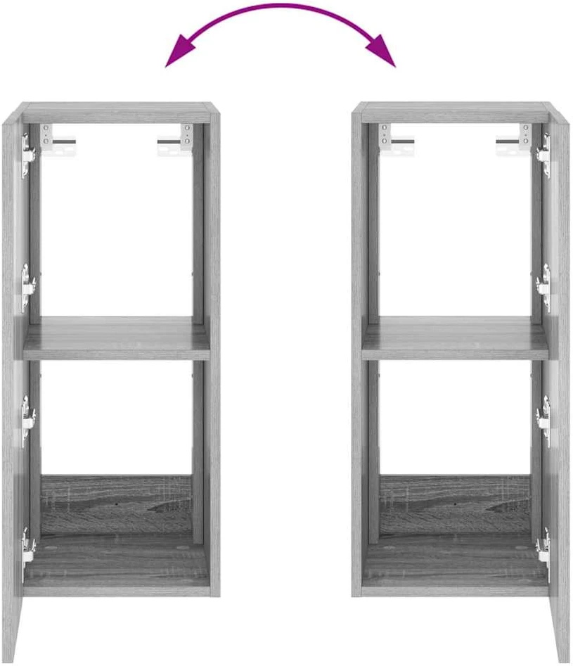 TV staliukas Sieninė TV spintelė su LED lemputėmis, pilka, 30,5x35x70cm