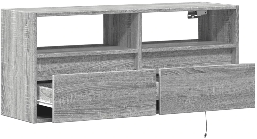 TV staliukas Sieninė TV spintelė su LED lemputėmis, pilka, 100x31x45cm