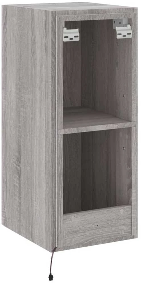 TV staliukas Sieninė TV spintelė su LED lemputėmis, pilka, 30,5x35x70cm