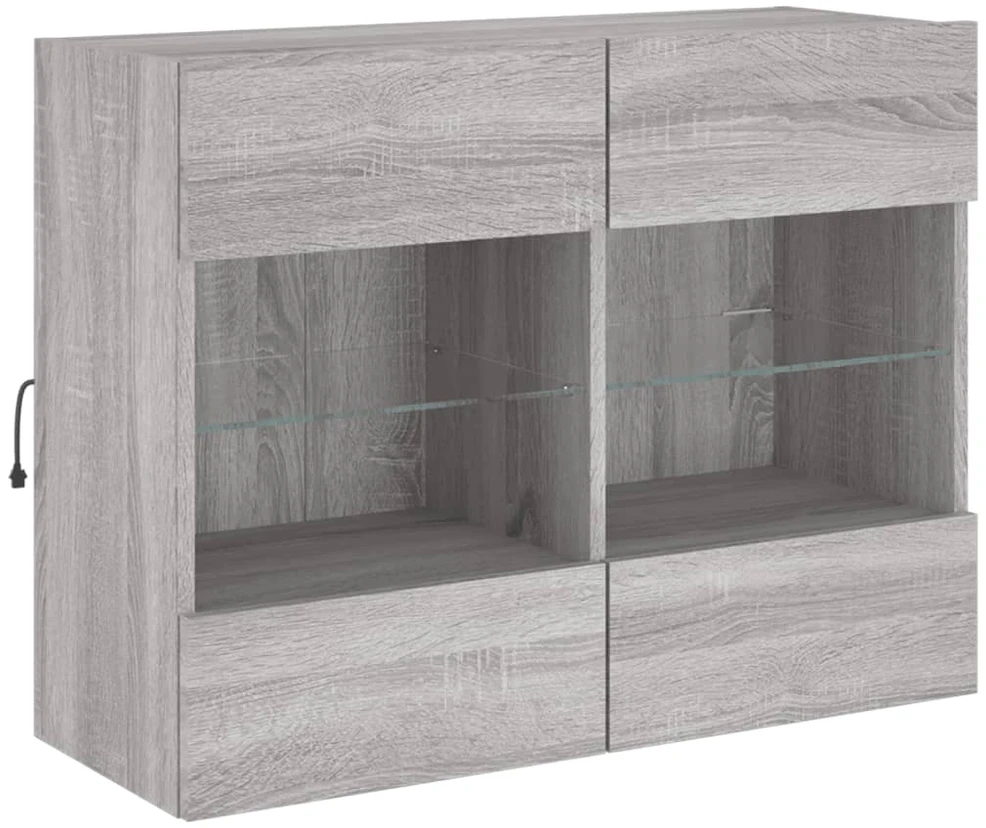 TV staliukas Sieninė TV spintelė su LED lemputėmis, pilka, 78,5x30x60,5cm