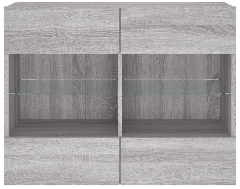 TV staliukas Sieninė TV spintelė su LED lemputėmis, pilka, 78,5x30x60,5cm
