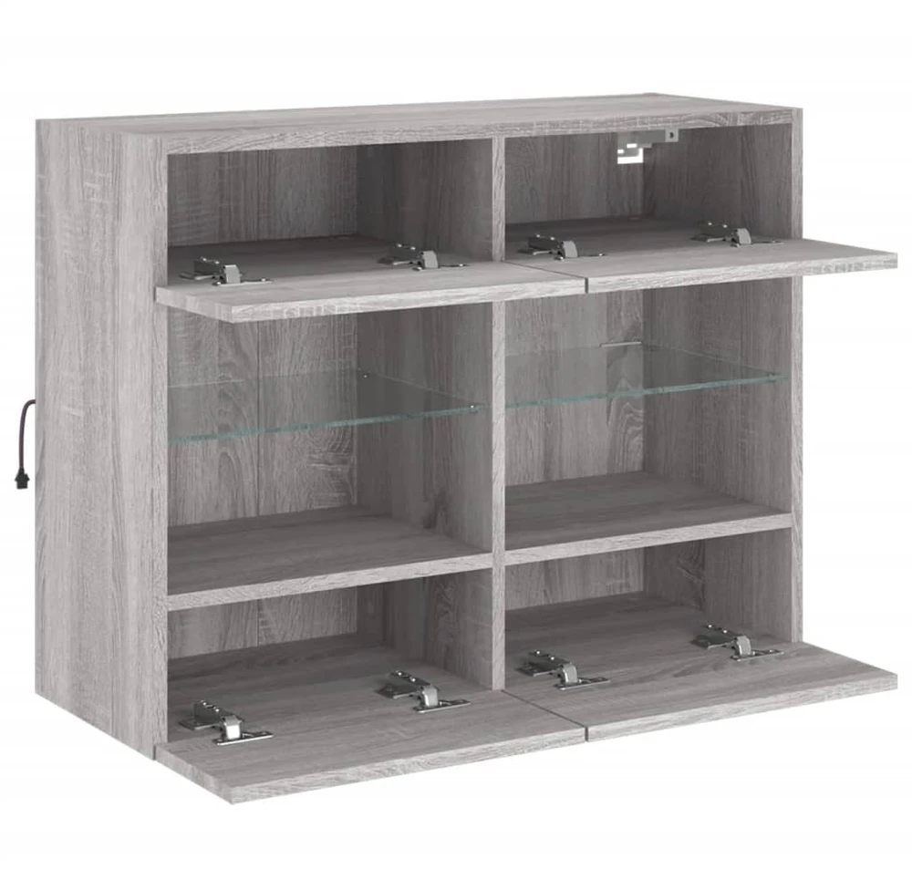 TV staliukas Sieninė TV spintelė su LED lemputėmis, pilka, 78,5x30x60,5cm