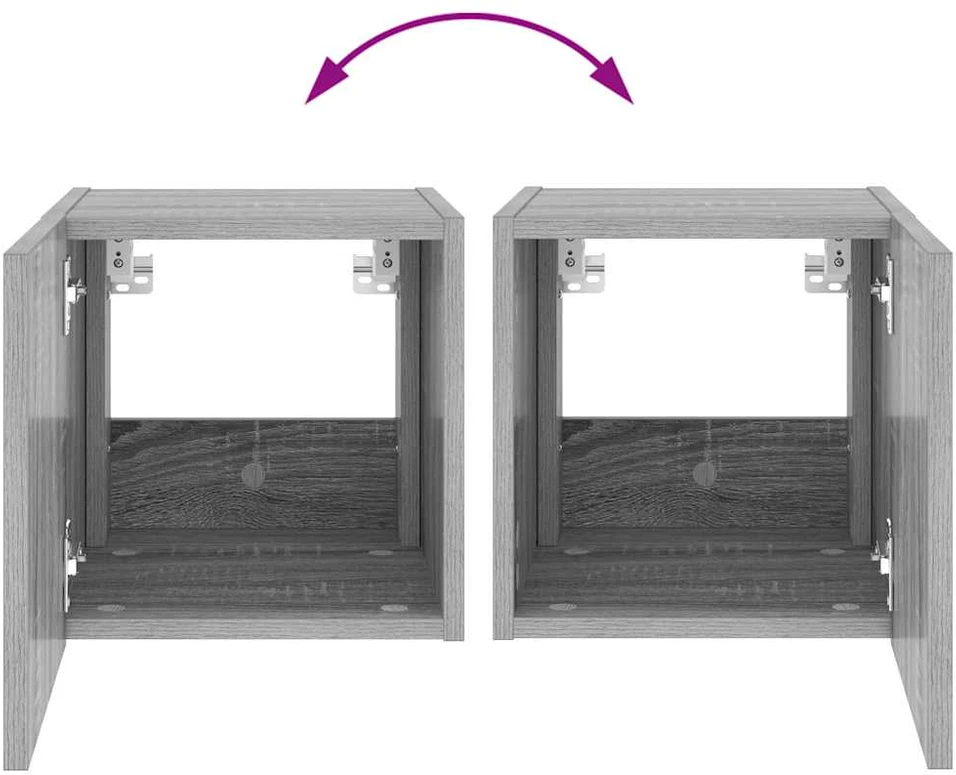 TV staliukas Sieninė TV spintelė su LED lemputėmis, pilka, 30,5x35x30cm