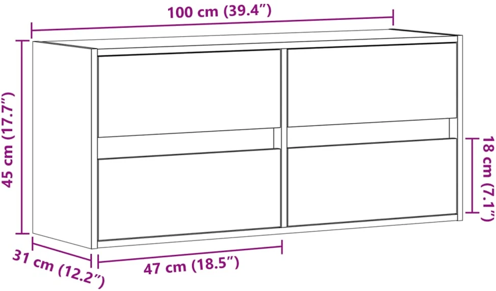 TV staliukas Sieninė TV spintelė su LED lemputėmis, pilka, 100x31x45cm