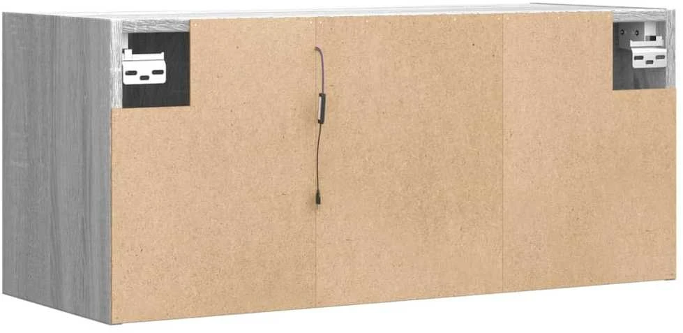 TV staliukas Sieninė TV spintelė su LED lemputėmis, pilka, 80x31x35cm