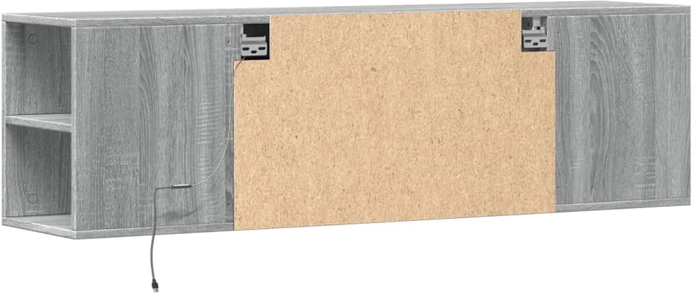 TV staliukas Sieninė TV spintelė su LED lemputėmis, pilka, 135x31x39,5cm