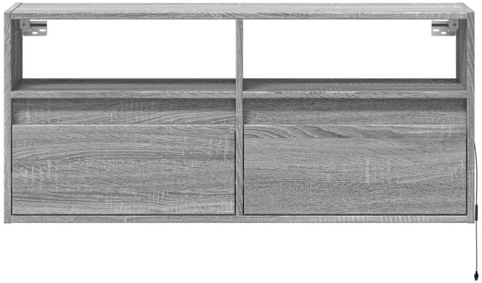 TV staliukas Sieninė TV spintelė su LED lemputėmis, pilka, 100x31x45cm