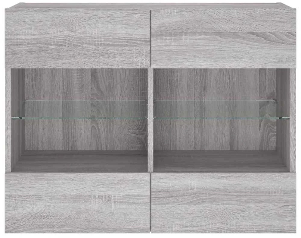 TV staliukas Sieninė TV spintelė su LED lemputėmis, pilka, 78,5x30x60,5cm