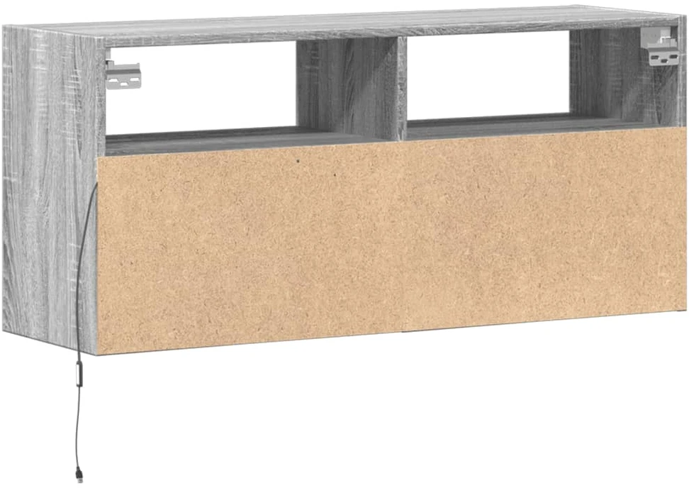 TV staliukas Sieninė TV spintelė su LED lemputėmis, pilka, 100x31x45cm