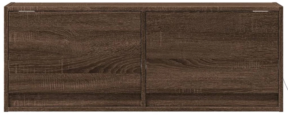 TV staliukas Sieninė TV spintelė su LED lemputėmis, ruda ąžuolo, 100x31x35cm