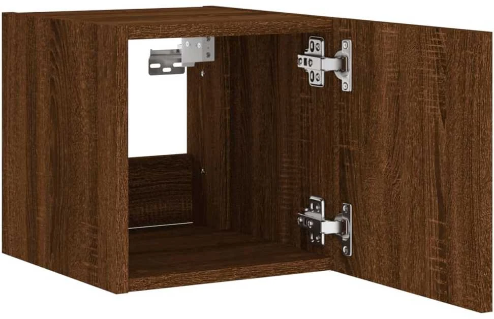 TV staliukas Sieninė TV spintelė su LED lemputėmis, ruda, 30,5x35x30cm