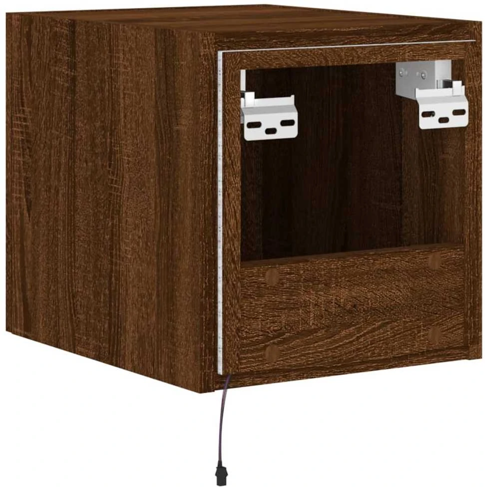 TV staliukas Sieninė TV spintelė su LED lemputėmis, ruda, 30,5x35x30cm