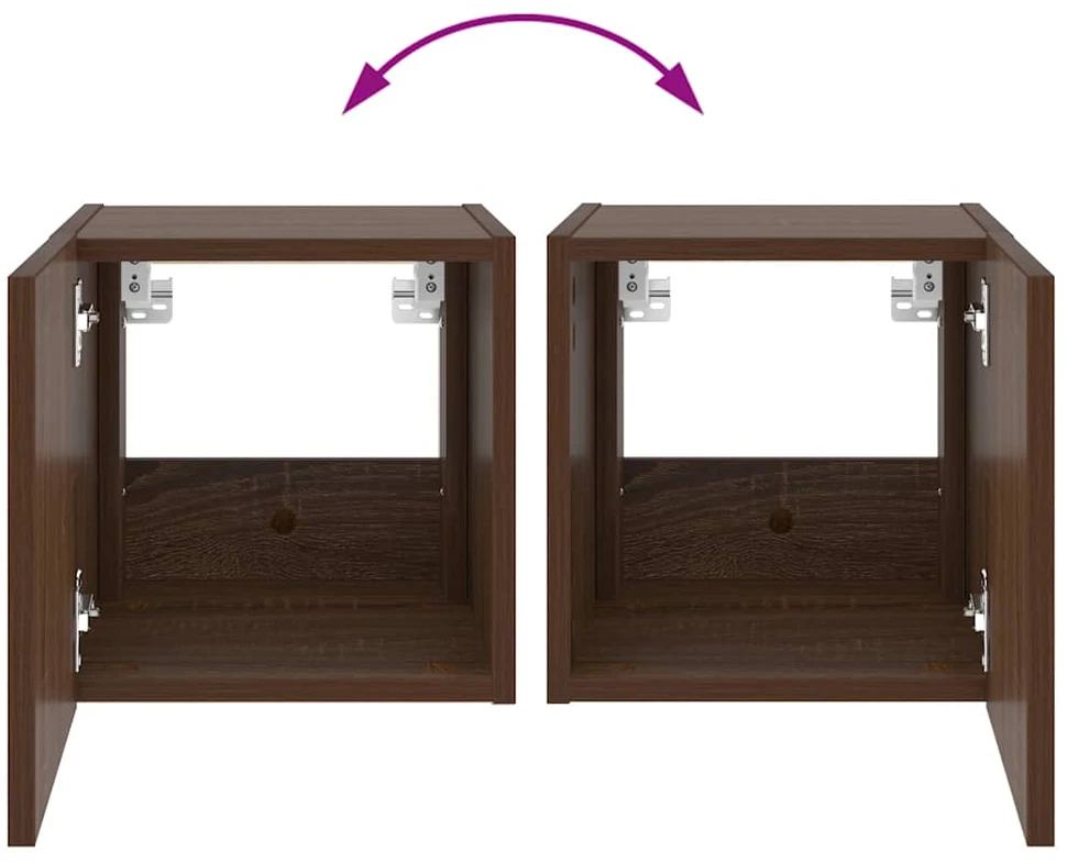 TV staliukas Sieninė TV spintelė su LED lemputėmis, ruda, 30,5x35x30cm