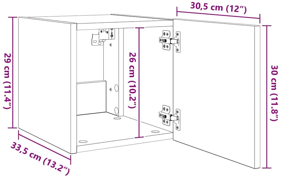 TV staliukas Sieninė TV spintelė su LED lemputėmis, ruda, 30,5x35x30cm