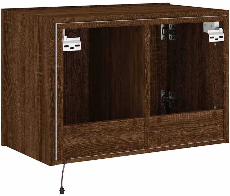 TV staliukas Sieninė TV spintelė su LED lemputėmis, ruda ąžuolo, 60x35x41cm