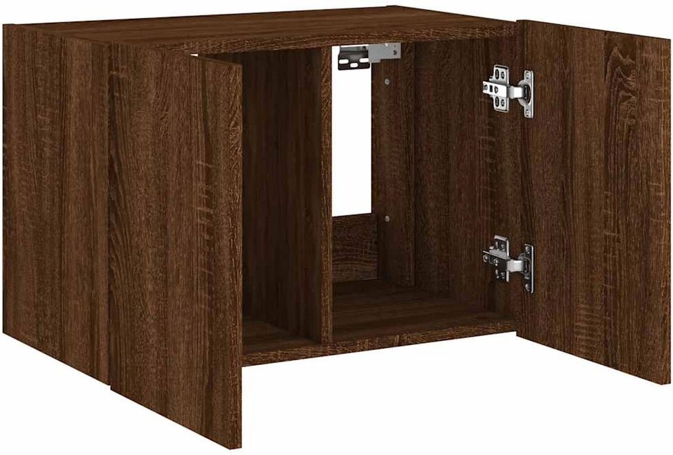 TV staliukas Sieninė TV spintelė su LED lemputėmis, ruda ąžuolo, 60x35x41cm
