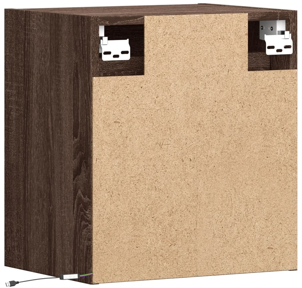 TV staliukas Sieninė TV spintelė su LED lemputėmis, ruda ąžuolo, 41x31x45cm